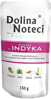 Mokra karma dla psa Dolina Noteci Premium bogata w indyka saszetka 150 g