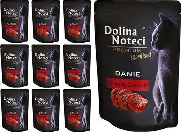 DOLINA NOTECI PREMIUM MOKRA KARMA DLA KOTÓW STERYLIZOWANYCH DANIE Z WOŁOWINY ZESTAW 10x85g