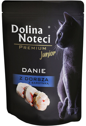 DOLINA NOTECI PREMIUM MOKRA KARMA DLA KOTA JUNIOR DANIE Z DORSZA 85g