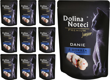 DOLINA NOTECI PREMIUM MOKRA KARMA DLA KOTA JUNIOR DANIE Z DORSZA ZESTAW 10x85g