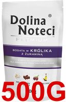 Mokra karma dla psa Dolina Noteci Premium bogata w królika z żurawiną saszetka 500 g