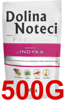 Mokra karma dla psa Dolina Noteci Premium bogata w indyka saszetka 500 g