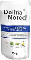 Mokra karma dla psa Dolina Noteci Premium bogata w dorsza z brokułami saszetka 150 g